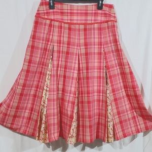 Full skirt inset floral pleats